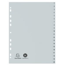 Indices recycled PP A4 15 tabs 1-15 grey - Grey