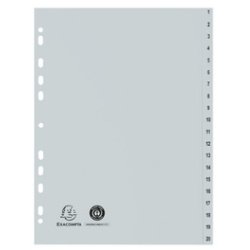 Indices recycled PP A4 20 tabs 1-20 grey - Grey