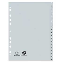 Indices recycled PP A4 15 tabs 1-15 grey - Grey