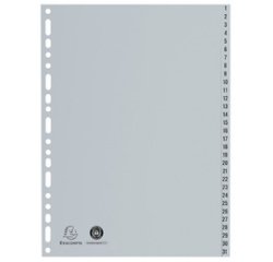 Intercalaire A4+ polypropylène gris Exacompta 31 onglets numériques gris - 1 jeu
