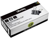 Klem met dubbele clip, (B)41 mm, opening 15 mm, zwart