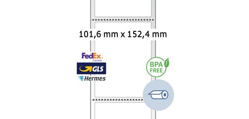Etiquettes d'expédition thermiques, 101,6 x 152,4 mm