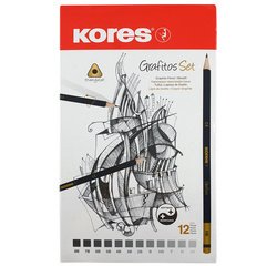 Crayon à papier 'Grafitos Art', étui métallique de 12