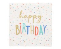 Serviette à motif 'Happy Birthday', 330 x 330 mm