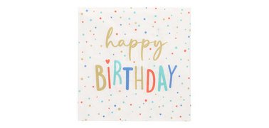 Serviette à motif 'Happy Birthday', 330 x 330 mm