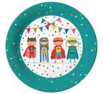 Assiette en carton 'Super héros', rond, 230 mm