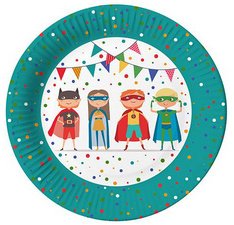 Assiette en carton 'Super héros', rond, 230 mm