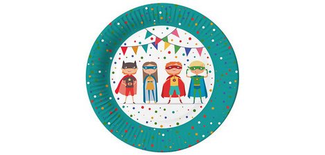 Round 'Superhero' paper plate, 230 mm