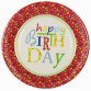 Assiette en carton 'Happy Birthday', rond, 230 mm