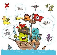 Serviette à motif 'Pirates', 330 x 330 mm