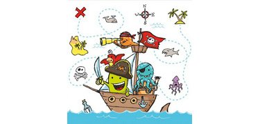Serviette à motif 'Pirates', 330 x 330 mm