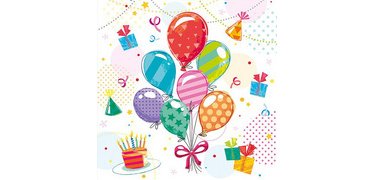 Serviette mit 'Party'-Muster, 330 x 330 mm