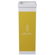 En_contenedor papelera reciclaje paperflow con tapa poliestireno para plasticos 60 l 76x36,3x26,3 cm