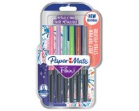 Blister 6 stylos-feutres paper mate flair metallic     coloris assortis