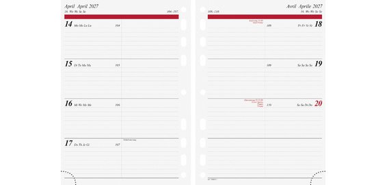 Calendrier pour agenda 'Calendrier semainier' 2027