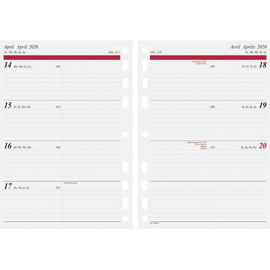 Calendrier pour agenda 'Calendrier semainier' 2026