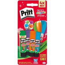 Bâton de colle Fun Colors, carte blister de 4