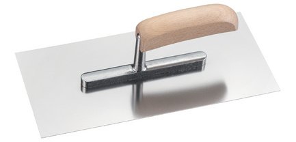 Stainless steel trowel, wood handle, 280 x 130 mm