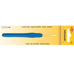 Crochet, taille 4, manche plastique, bleu