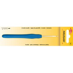 Crochet, taille 4, manche plastique, bleu