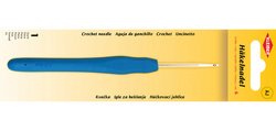 Crochet, taille 4, manche plastique, bleu