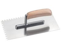 Platoir dentelé en acier inoxydable, poignée en bois