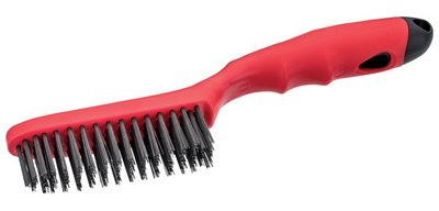 Brosse métallique en acier, poignée en plastique