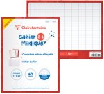 Cahier Magique couverture ardoise double-face effaçable piqué 24x32cm 48 pages grands carreaux (Seyès tricolore) - Bleu