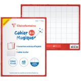 Cahier Magique couverture ardoise double-face effaçable piqué 24x32cm 48 pages grands carreaux (Seyès tricolore) - Bleu