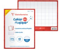 Cahier Magique couverture ardoise double-face effaçable piqué 24x32cm 48 pages grands carreaux (Seyès tricolore) - Bleu