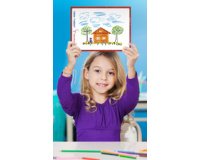 Cahier Magique couverture ardoise double-face effaçable piqué 17x22cm 48 pages grands carreaux (Seyès tricolore) - Rouge