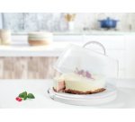 Plat & cloche à gâteau, rond, transparent/blanc