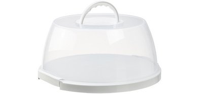 Plat & cloche à gâteau, rond, transparent/blanc