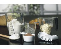 <blockquote>Pour measuring pitcher, transparent, with black plastic handle</blockquote>