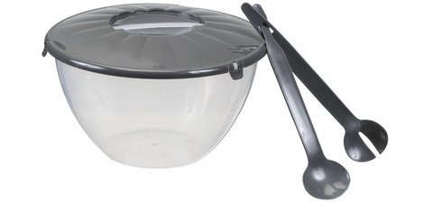 Bowl with salad servers, 7.0 liters