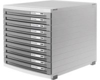 Module de classement CONTUR,10 tiroirs, gris clair/foncé