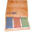 Kit de pierres à aiguiser diamant, boîte en bois, 3 pcs