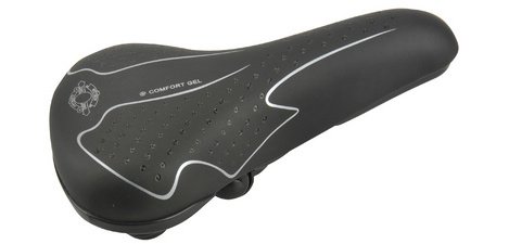 ```html
Elastomer mountain bike saddle, black / white
```
