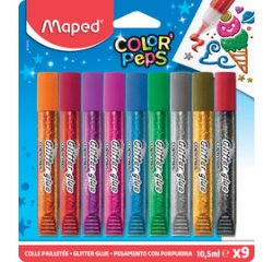 Colle pailletée COLOR'PEPS, 9 x 10,5 ml, carte blister