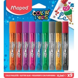 Colle pailletée COLOR'PEPS, 9 x 10,5 ml, carte blister