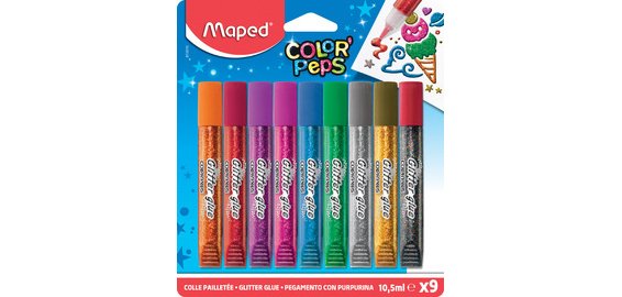Colle pailletée COLOR'PEPS, 9 x 10,5 ml, carte blister