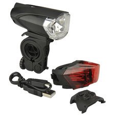 Verlichtingsset voor fiets, led/USB, 35 Lux