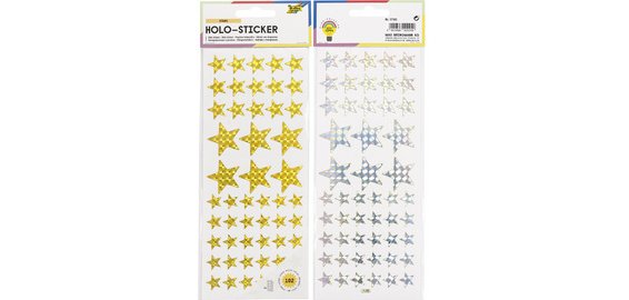 Sticker holographique 'Etoiles', or et argent