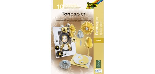 Bloc de papier de couleur, A4, 130 g/m2, or et argent