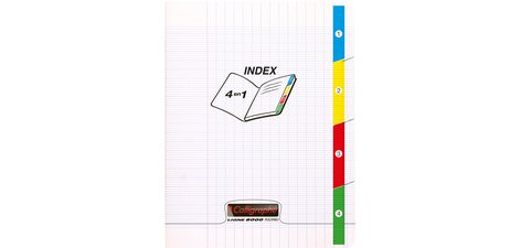 Cahier 4 index piqué 8000 POLYPRO17x22 cm 140 pages grands carreaux 90 g - Incolore