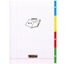 Cahier 4 index piqué 8000 POLYPRO 24x32 cm 140 pages grands carreaux 90 g - Incolore