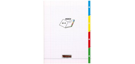 Cahier 4 index piqué 8000 POLYPRO 24x32 cm 140 pages grands carreaux 90 g - Incolore