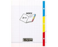 Cahier 3 index piqué 8000 POLYPRO 17x22 cm 96 pages grands carreaux 90 g - Incolore