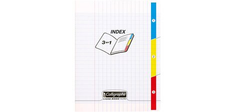 Cahier 3 index piqué 8000 POLYPRO 17x22 cm 96 pages grands carreaux 90 g - Incolore
