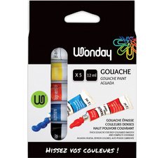 Gouache, étui carton de 5 tubes de 12 ml